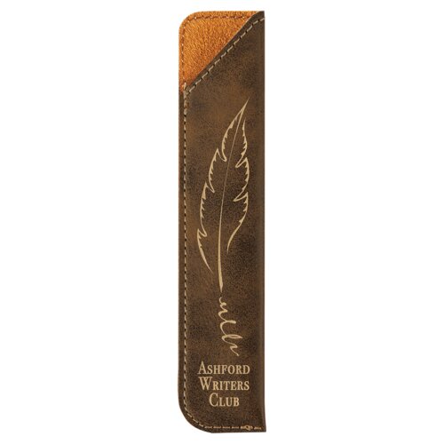 Personalized 6 1/4" Rustic/Gold Laserable Leatherette Pen Sleeve Thumbnail