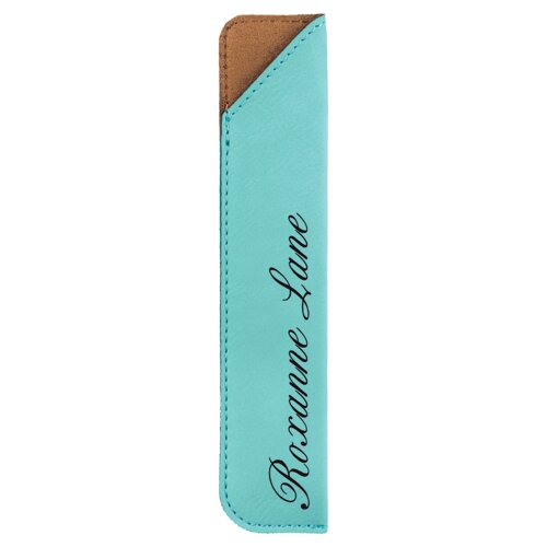 Personalized 6 1/4" Teal Laserable Leatherette Pen Sleeve Thumbnail