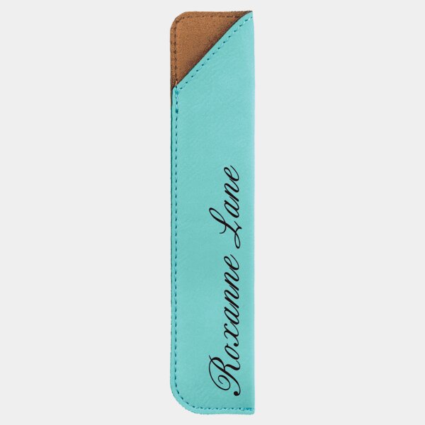 Personalized 6 1/4" Teal Laserable Leatherette Pen Sleeve Thumbnail