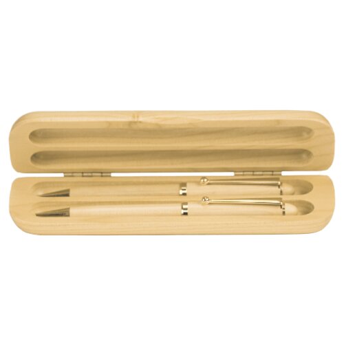 Personalized 6 3/4" x 2" Maple 2-Pen Case (Case only, pen not included) Thumbnail