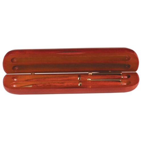 Personalized 6 3/4" x 2" Rosewood Finish 2-Pen Case (Case only, pen/pencil not included) Thumbnail