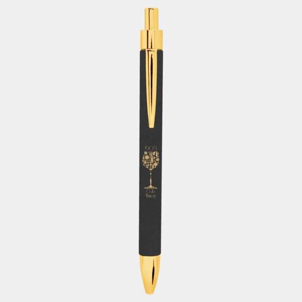 Personalized Black/Gold Laserable Leatherette Pen Thumbnail
