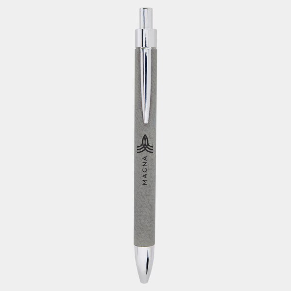 Personalized Gray Laserable Leatherette Pen Thumbnail