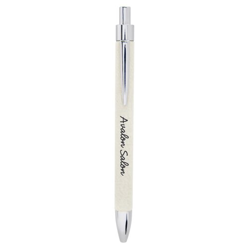 Personalized White Laserable Leatherette Pen Thumbnail