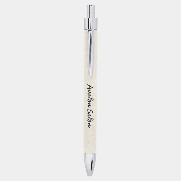 Personalized White Laserable Leatherette Pen Thumbnail