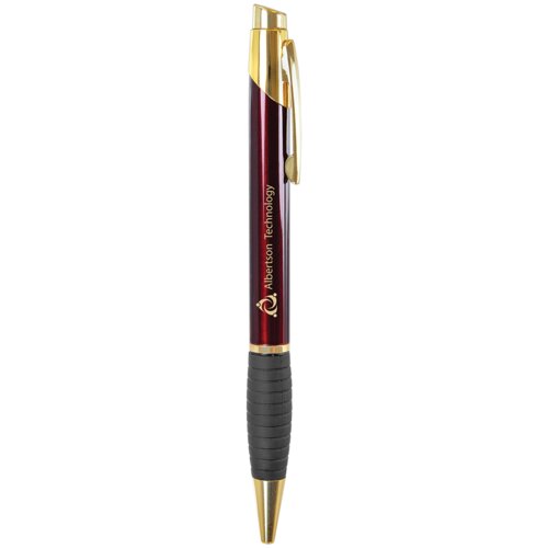 Personalized Gloss Burgundy Brass Ballpoint Pen with Gripper Thumbnail