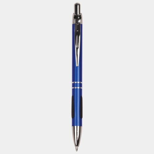 Personalized Blue with Silver Trim Laserable Pen with Gripper Thumbnail