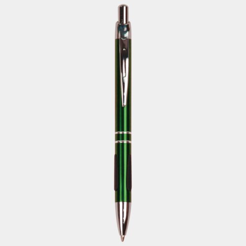 Personalized Green with Silver Trim Laserable Pen with Gripper Thumbnail