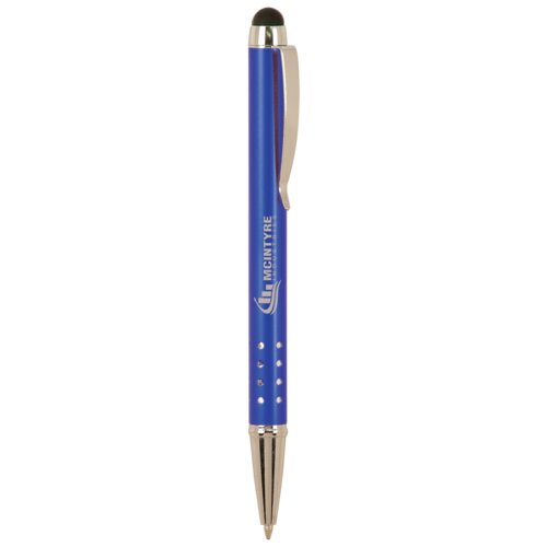 Personalized Blue with Silver Trim Laserable Pen with Stylus Thumbnail