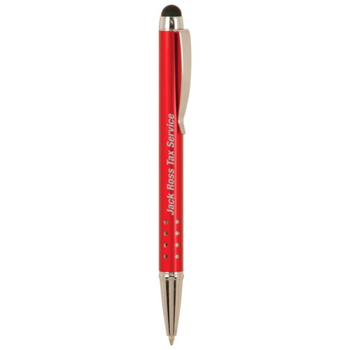 Personalized Red with Silver Trim Laserable Pen with Stylus Thumbnail