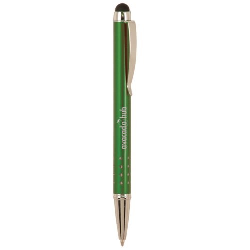 Personalized Green with Silver Trim Laserable Pen with Stylus Thumbnail