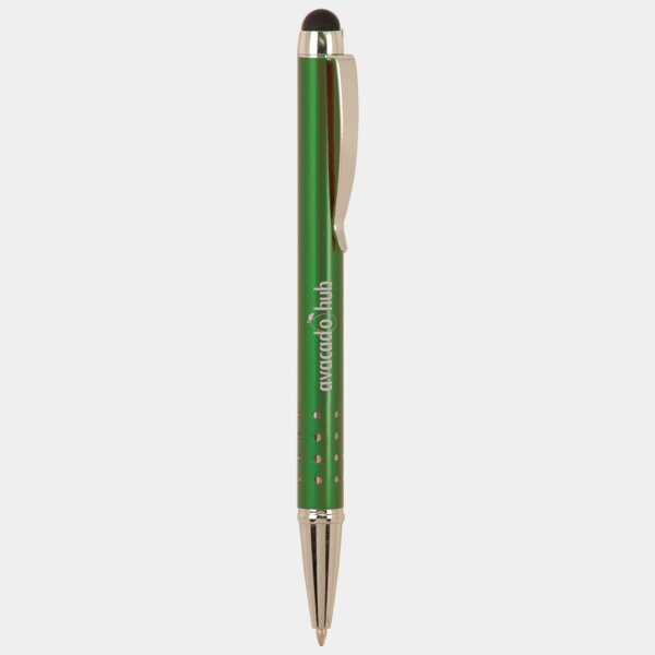 Personalized Green with Silver Trim Laserable Pen with Stylus Thumbnail