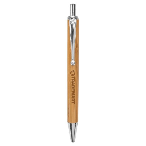 Personalized Bamboo with Silver Trim Laserable Pen Thumbnail