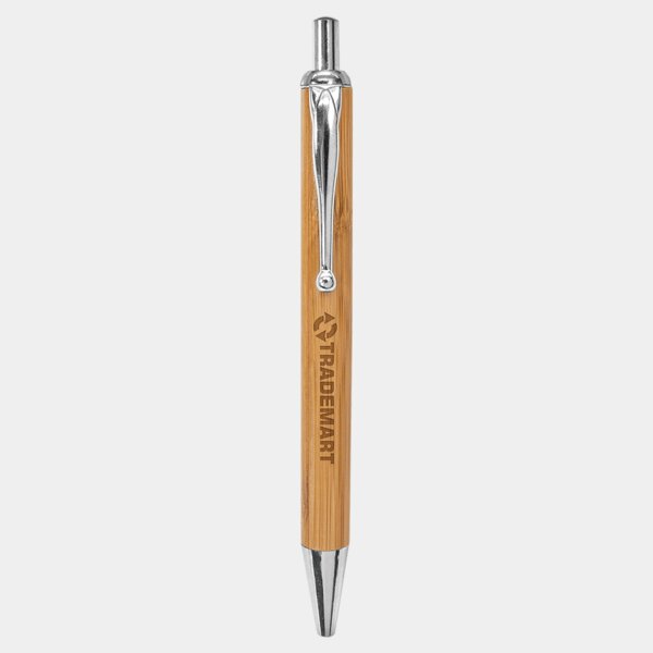 Personalized Bamboo with Silver Trim Laserable Pen Thumbnail