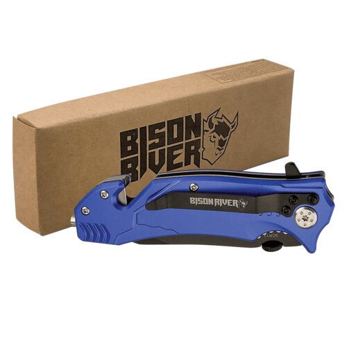 Personalized Bison River 4 1/2" Blue Rescue Knife Thumbnail