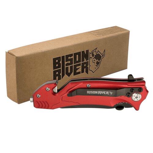 Personalized Bison River 4 1/2" Red Rescue Knife Thumbnail