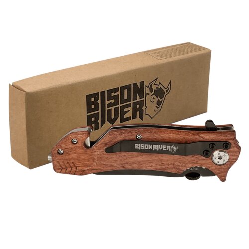 Personalized Bison River 4 1/2" Wood Rescue Knife Thumbnail