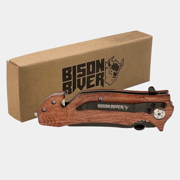 Personalized Bison River 4 1/2" Wood Rescue Knife Thumbnail