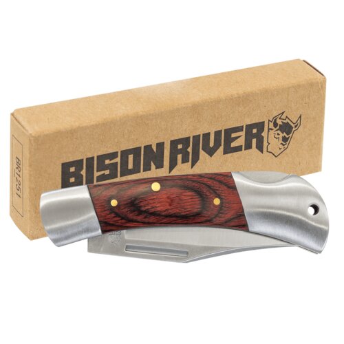 Personalized Bison River 3 1/2" Wood Folding Knife Thumbnail