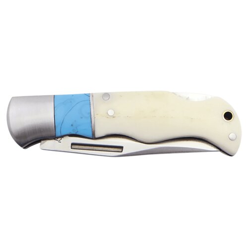Personalized Bison River 3 1/2" Blue/Bone Folding Knife Thumbnail