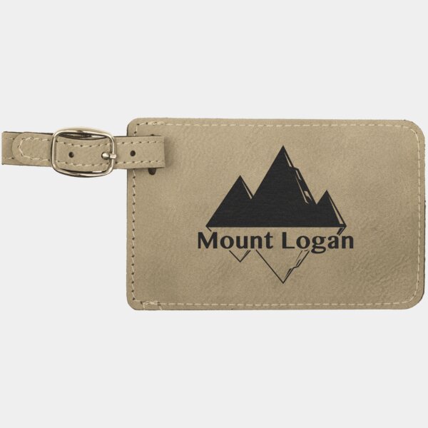Personalized 4 1/4" x 2 3/4" Light Brown Laserable Leatherette Luggage Tag Thumbnail