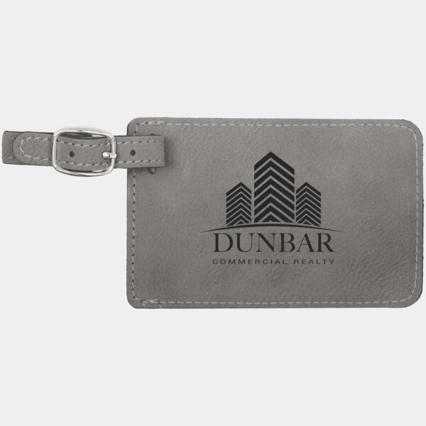 Personalized 4 1/4" x 2 3/4" Gray Laserable Leatherette Luggage Tag Thumbnail