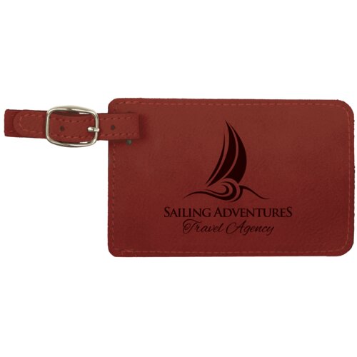 Personalized 4 1/4" x 2 3/4" Rose Laserable Leatherette Luggage Tag Thumbnail