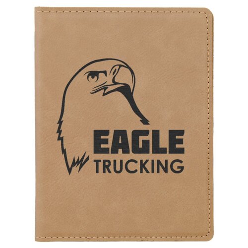 Personalized 4 1/4" x 5 1/2" Light Brown Laserable Leatherette Passport Holder Thumbnail