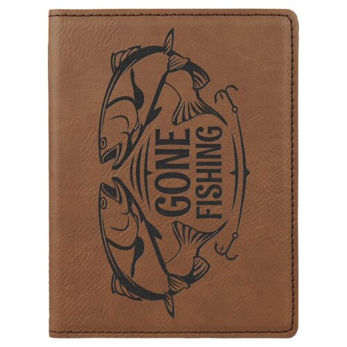 Personalized 4 1/4" x 5 1/2" Dark Brown Laserable Leatherette Passport Holder Thumbnail