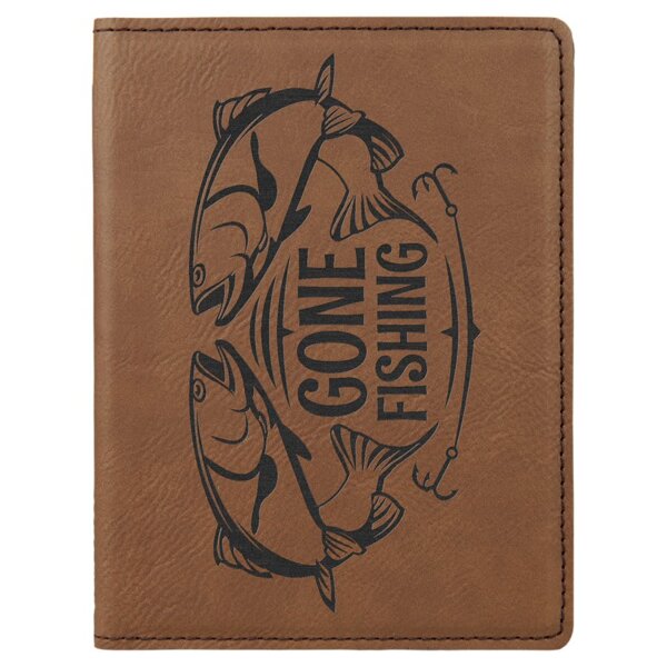 Personalized 4 1/4" x 5 1/2" Dark Brown Laserable Leatherette Passport Holder Thumbnail
