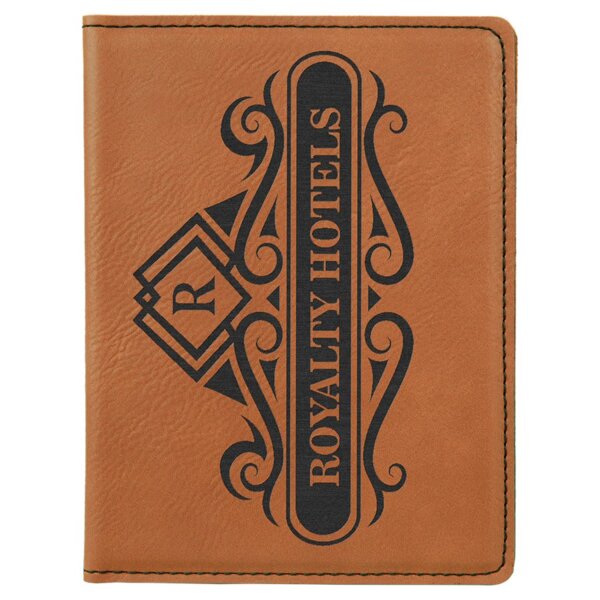 Personalized 4 1/4" x 5 1/2" Rawhide Laserable Leatherette Passport Holder Thumbnail