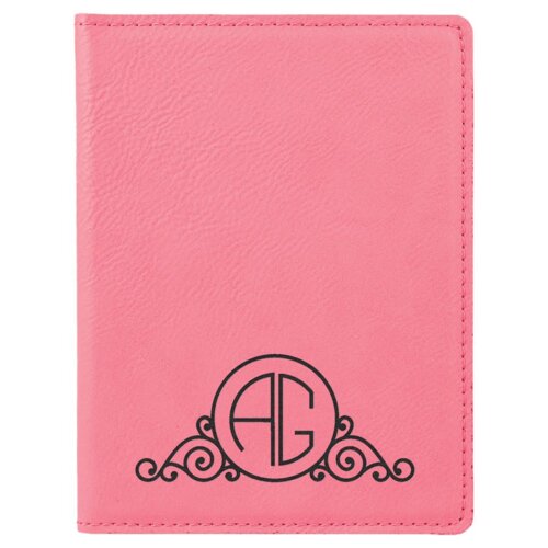 Personalized 4 1/4" x 5 1/2" Pink Laserable Leatherette Passport Holder Thumbnail