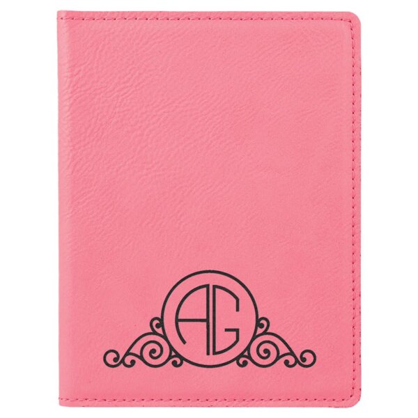 Personalized 4 1/4" x 5 1/2" Pink Laserable Leatherette Passport Holder Thumbnail
