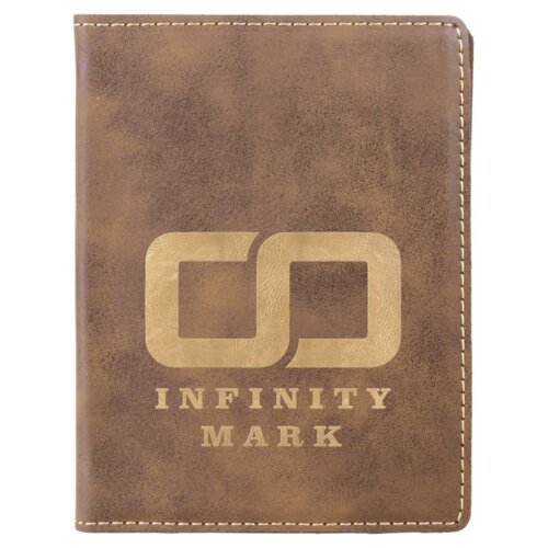 Personalized 4 1/4" x 5 1/2" Rustic/Gold Laserable Leatherette Passport Holder Thumbnail