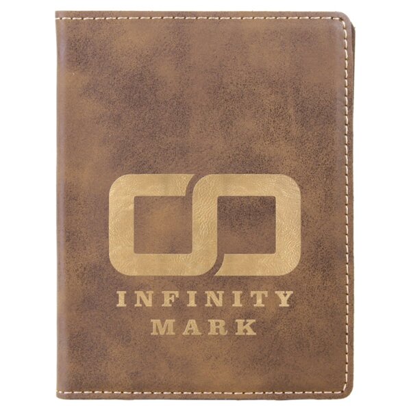 Personalized 4 1/4" x 5 1/2" Rustic/Gold Laserable Leatherette Passport Holder Thumbnail