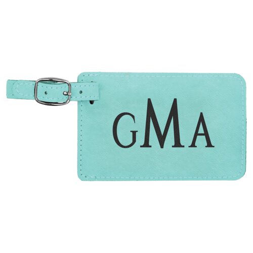 Personalized 4 1/4" x 2 3/4" Teal Laserable Leatherette Luggage Tag Thumbnail