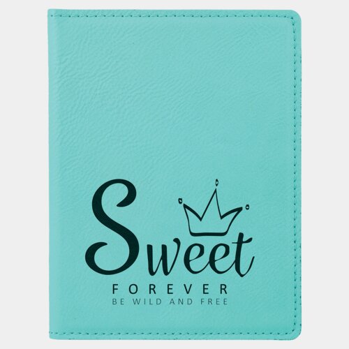 Personalized 4 1/4" x 5 1/2" Teal Laserable Leatherette Passport Holder Thumbnail