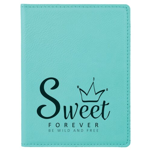 Personalized 4 1/4" x 5 1/2" Teal Laserable Leatherette Passport Holder Thumbnail