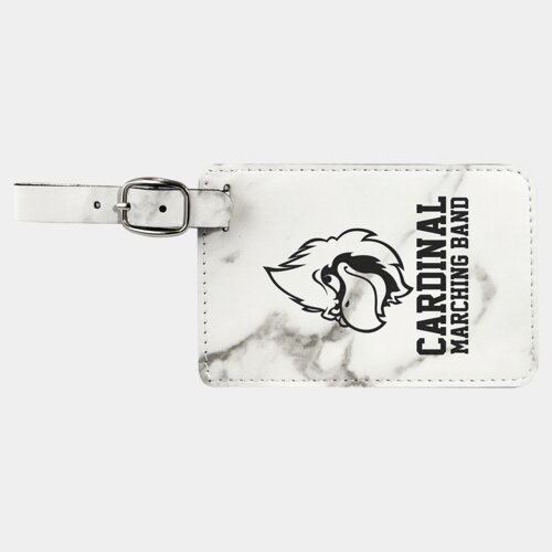 Personalized 4 1/4" x 2 3/4" White Marble Laserable Leatherette Luggage Tag Thumbnail