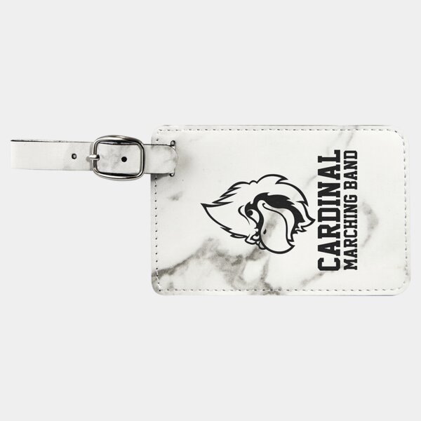 Personalized 4 1/4" x 2 3/4" White Marble Laserable Leatherette Luggage Tag Thumbnail