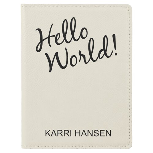 Personalized 4 1/4" x 5 1/2" White Laserable Leatherette Passport Holder Thumbnail
