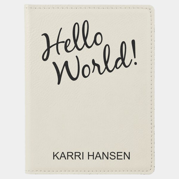 Personalized 4 1/4" x 5 1/2" White Laserable Leatherette Passport Holder Thumbnail