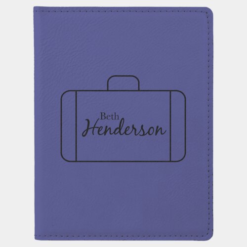 Personalized 4 1/4" x 5 1/2" Purple Laserable Leatherette Passport Holder Thumbnail