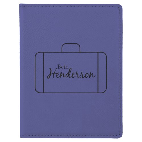 Personalized 4 1/4" x 5 1/2" Purple Laserable Leatherette Passport Holder Thumbnail