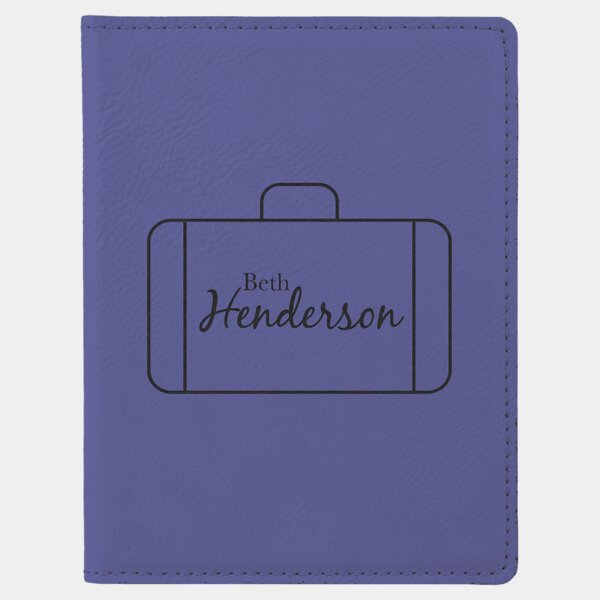 Personalized 4 1/4" x 5 1/2" Purple Laserable Leatherette Passport Holder Thumbnail