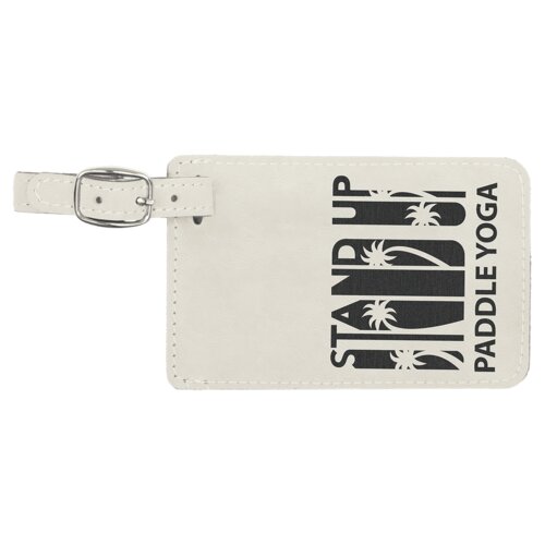 Personalized 4 1/4" x 2 3/4" White/Black Laserable Leatherette Luggage Tag Thumbnail