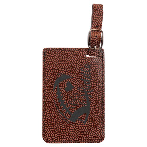 Personalized 4 1/4" x 2 3/4" Football Laserable Leatherette Luggage Tag Thumbnail