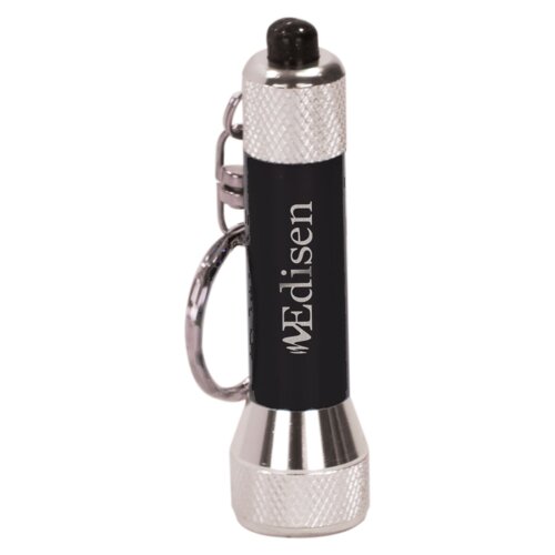Personalized 2 3/4" Black 5-LED Laserable Flashlight with Keychain Thumbnail