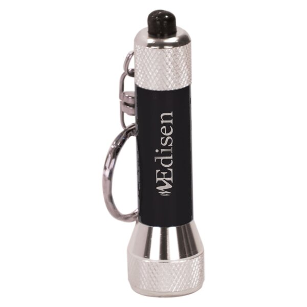 Personalized 2 3/4" Black 5-LED Laserable Flashlight with Keychain Thumbnail