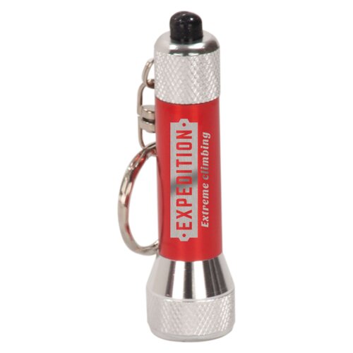 Personalized 2 3/4" Red 5-LED Laserable Flashlight with Keychain Thumbnail